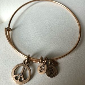 Alex and Ani peace sign bracelet with rhinestone